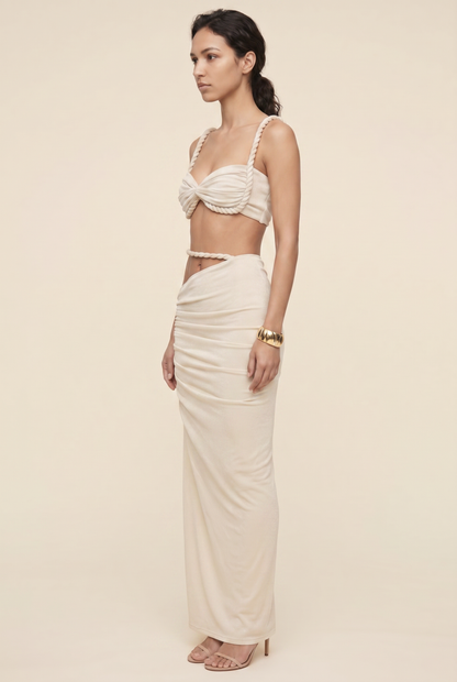 Women's Party Cutout Draped Maxi Set - Ivory