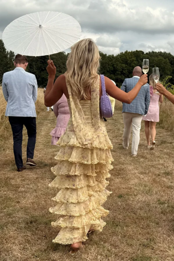 Women's Ruffled Tiered Formal Maxi Dress - Yellow