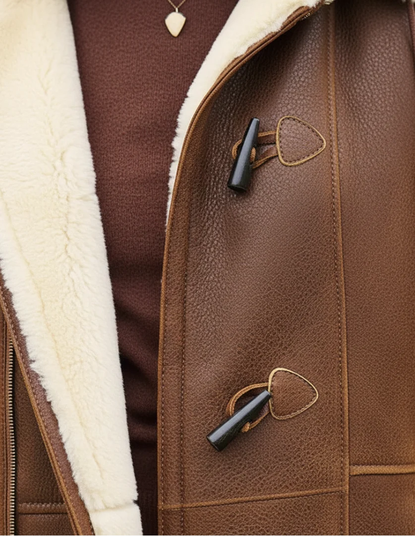 Women's Shearling-Lined Toggle Coat - Brown