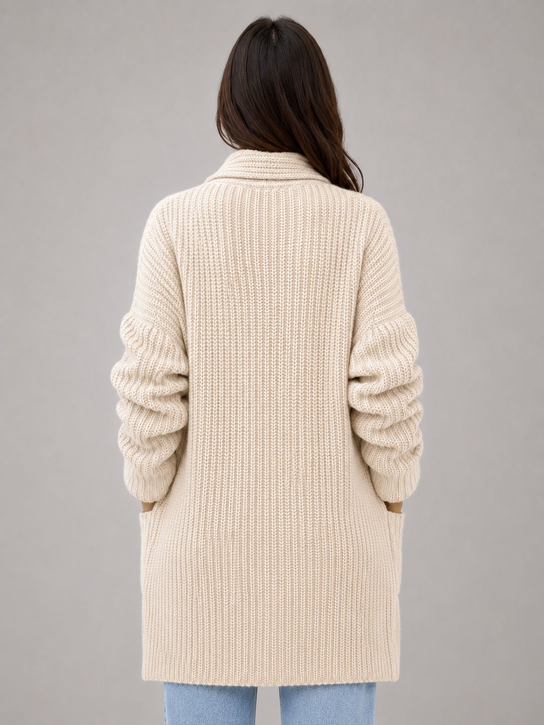 Women's Soft Knit Open Front Long Cardigan - Beige