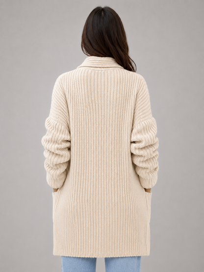 Women's Soft Knit Open Front Long Cardigan - Beige