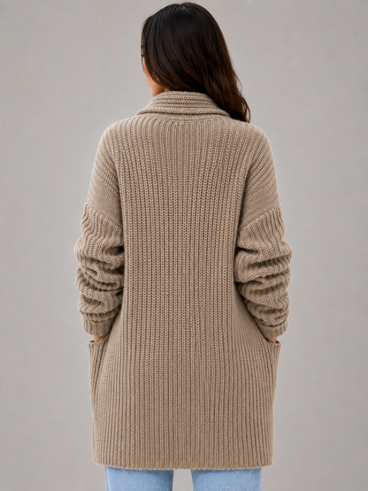 Women's Soft Knit Open Front Long Cardigan - Taupe