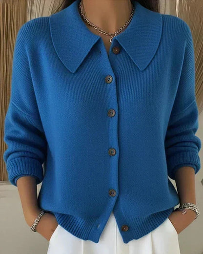 Women's Structured Collar Knit Cardigan - Blue