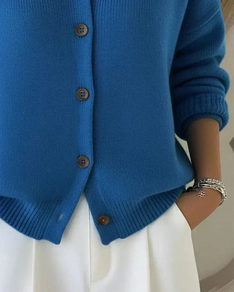 Women's Structured Collar Knit Cardigan - Blue