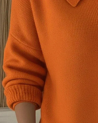 Women's Structured Collar Knit Cardigan - Orange
