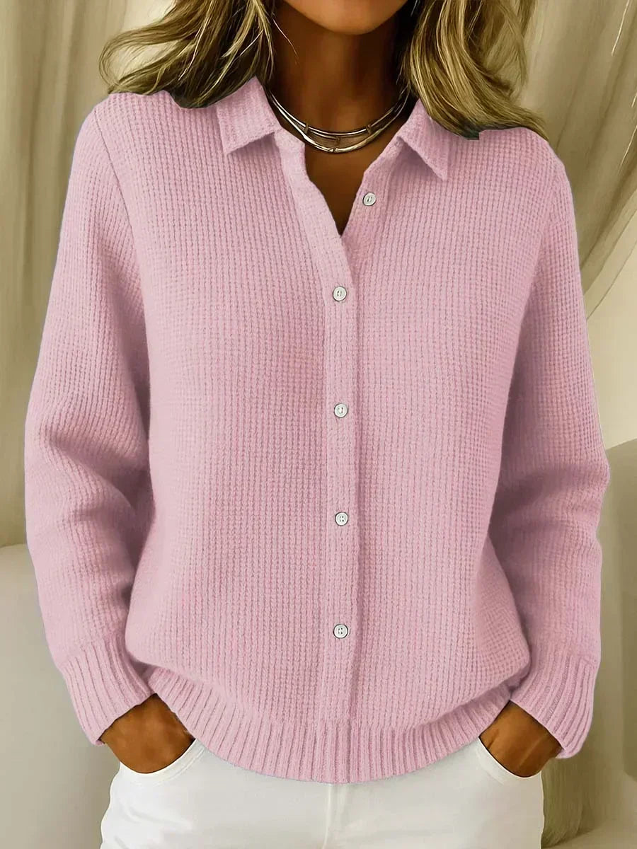Women's Textured Knit Button-Front Cardigan - Pink