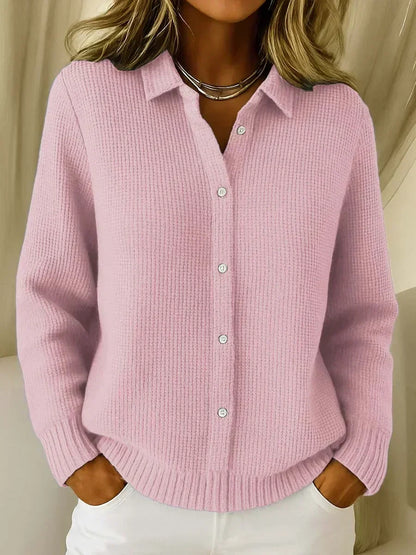 Women's Textured Knit Button-Front Cardigan - Pink