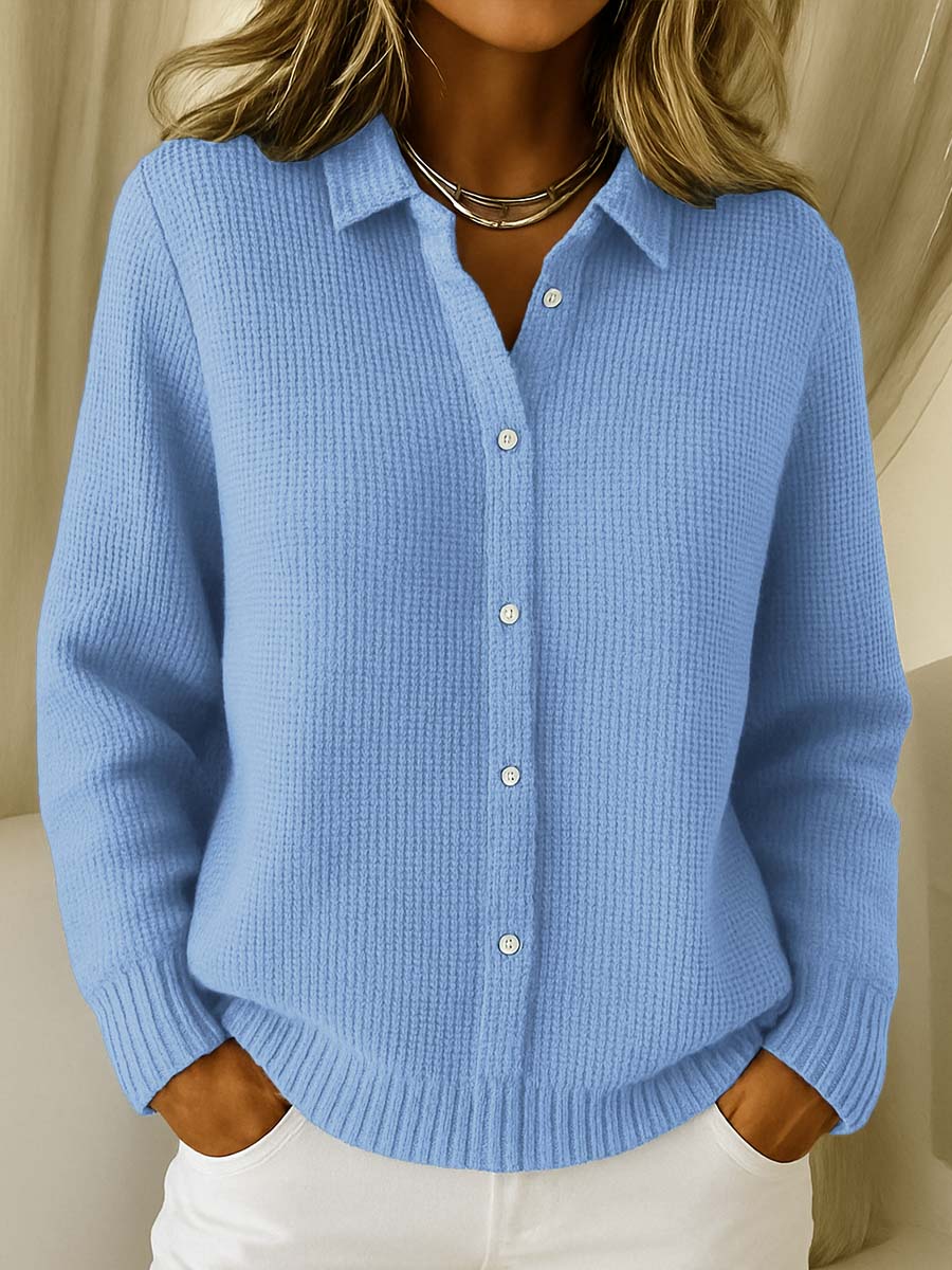 Women's Textured Knit Button-Front Cardigan - Sky Blue