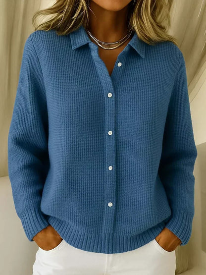 Women's Textured Knit Button-Front Cardigan - Steel Blue