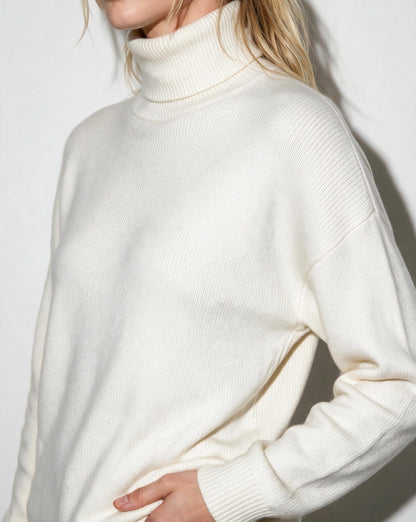 Women's Turtleneck Wide-Leg Loungewear Set - Ivory