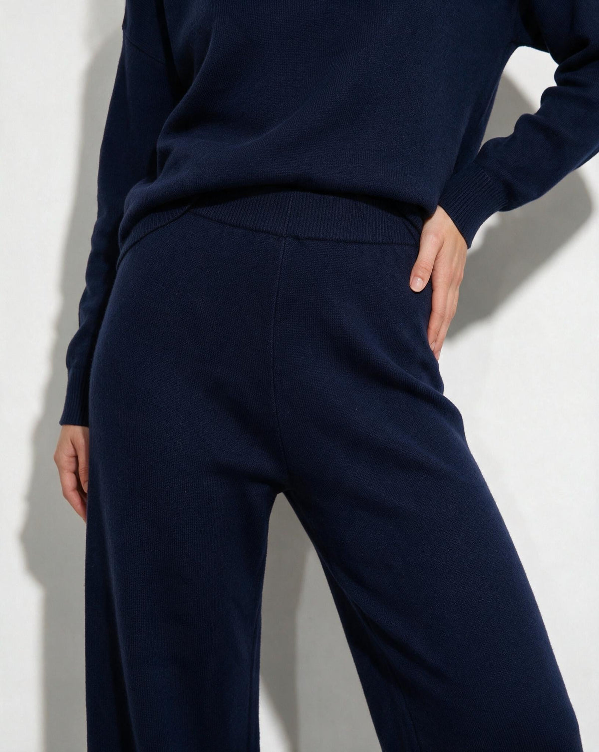 Women's Turtleneck Wide-Leg Loungewear Set - Navy