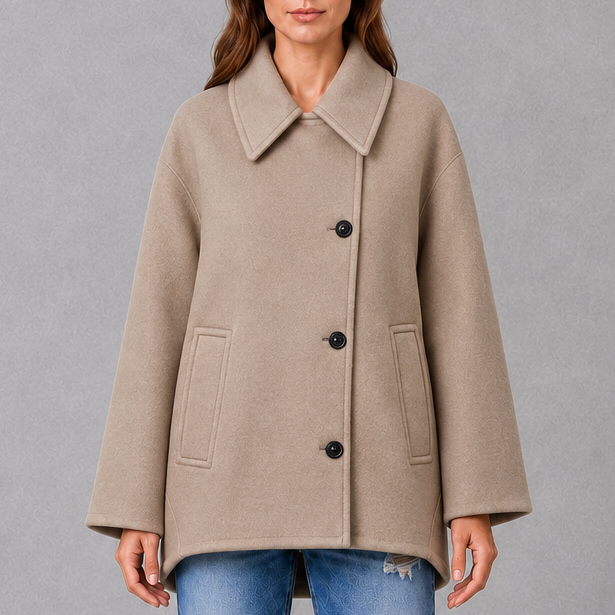 Women's Vintage-Inspired Taupe Longline Coat - Taupe