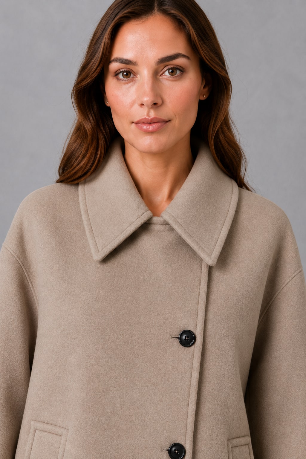 Women's Vintage-Inspired Taupe Longline Coat - Taupe