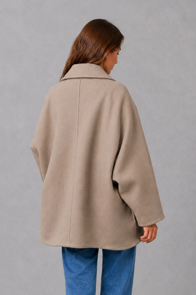 Women's Vintage-Inspired Taupe Longline Coat - Taupe