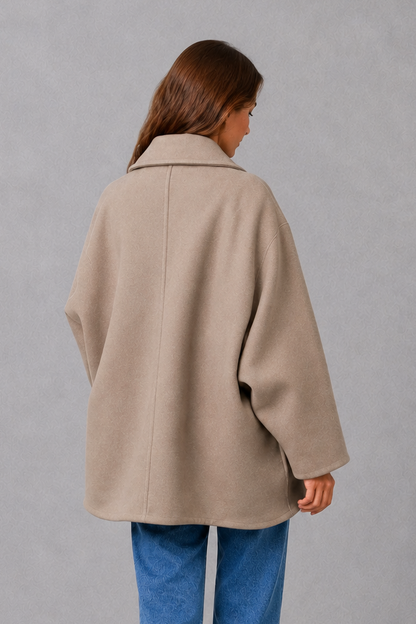 Women's Vintage-Inspired Taupe Longline Coat - Taupe