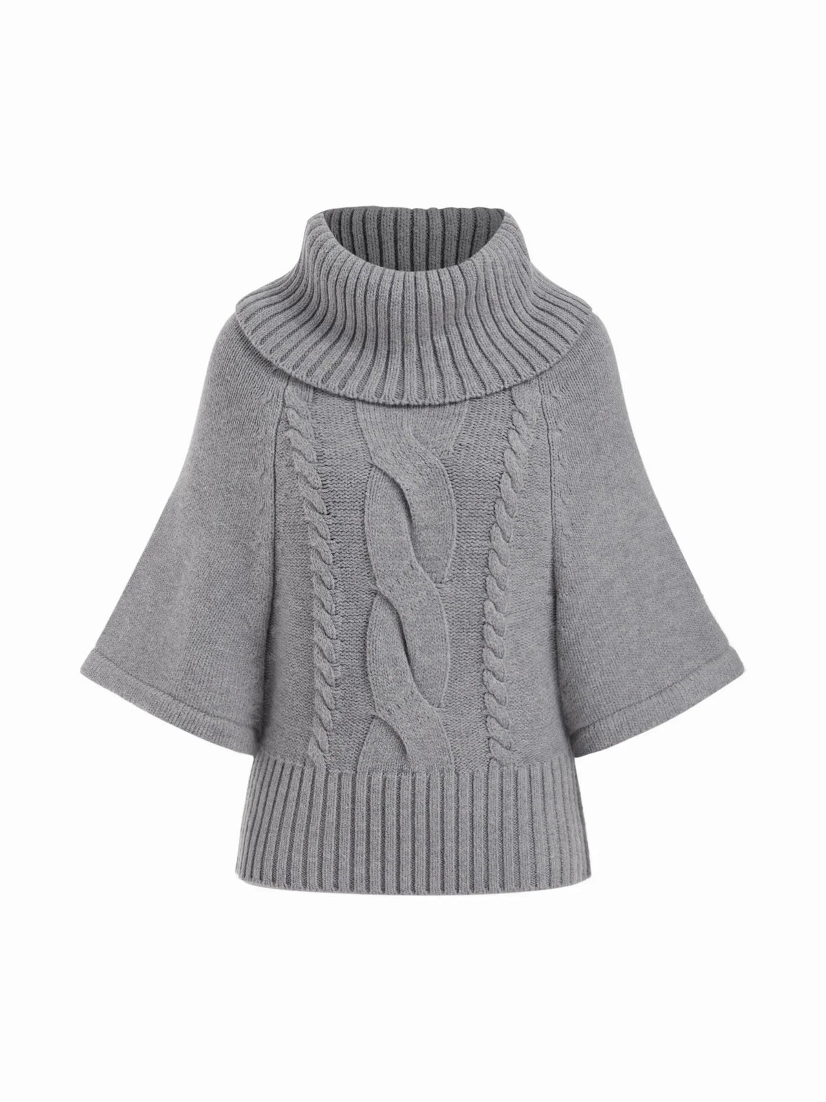 Women's Wide Neck Cable Knit Sweater - Gray