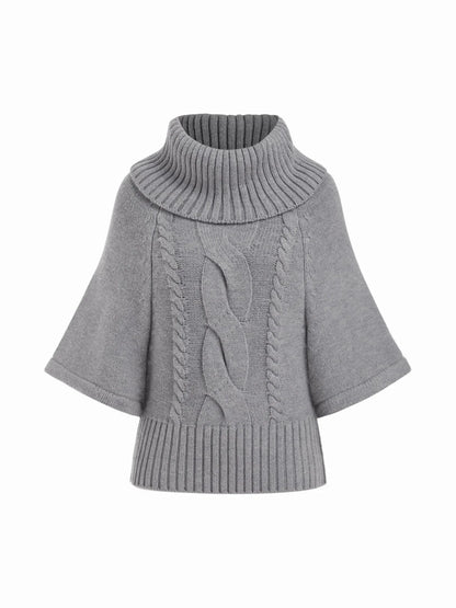 Women's Wide Neck Cable Knit Sweater - Gray
