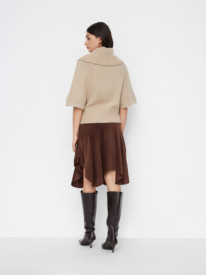 Women's Wide Neck Cable Knit Sweater - Khaki