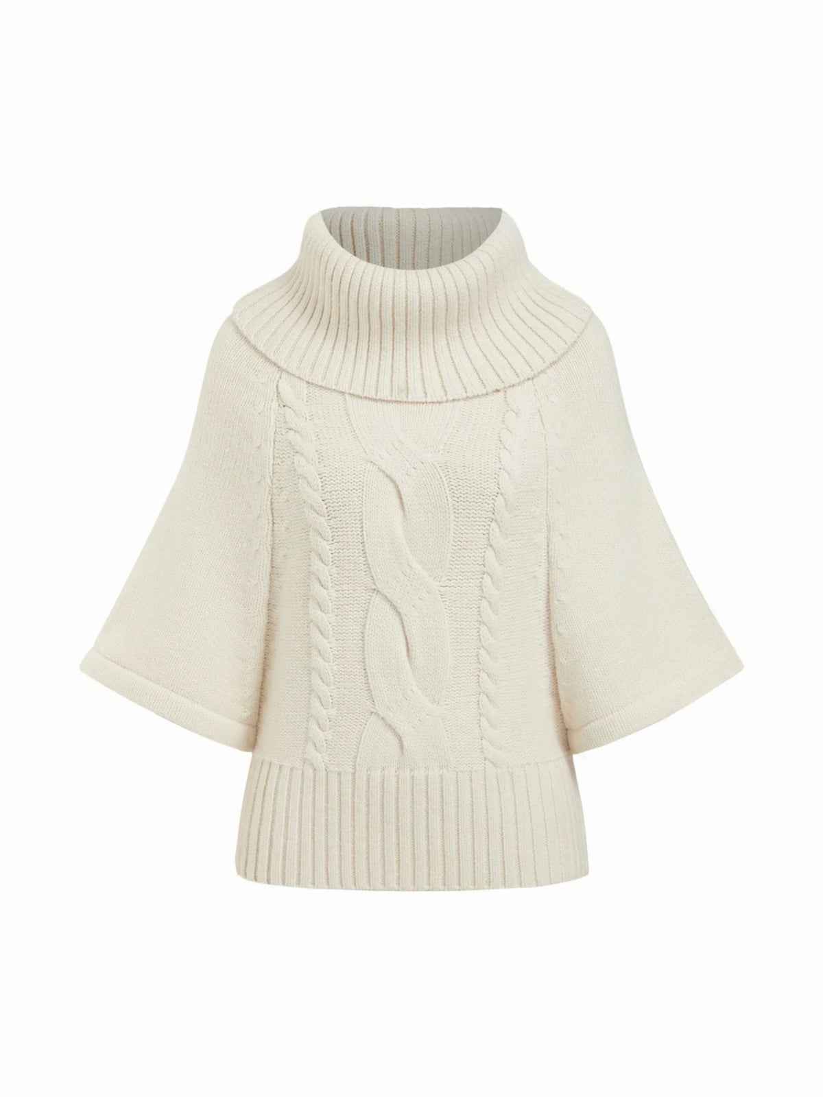Women's Wide Neck Cable Knit Sweater - White