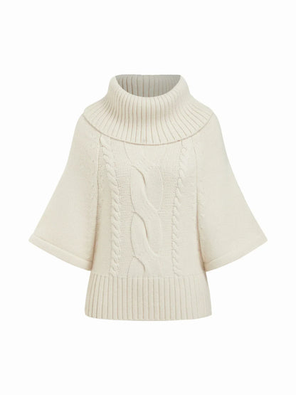 Women's Wide Neck Cable Knit Sweater - White