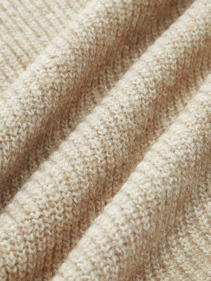 Women's Wool-Blend Quarter-Zip Sweater and Pants Set - Oatmeal