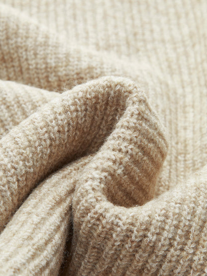 Women's Wool-Blend Quarter-Zip Sweater and Pants Set - Oatmeal