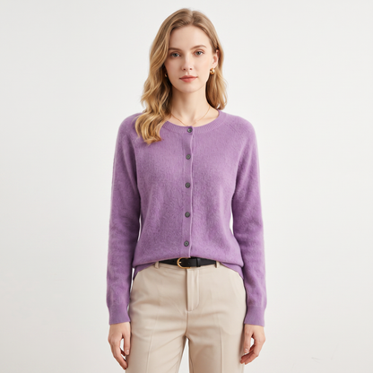 Women's Wool Knit Button-Up Cardigan - Lilac