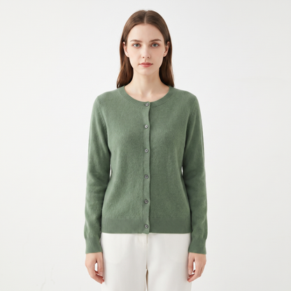 Women's Wool Knit Button-Up Cardigan - Sage Green