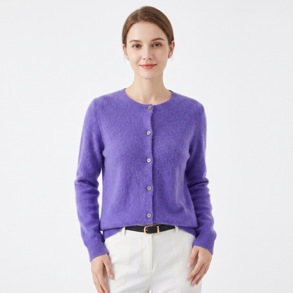 Women's Wool Knit Button-Up Cardigan - Violet