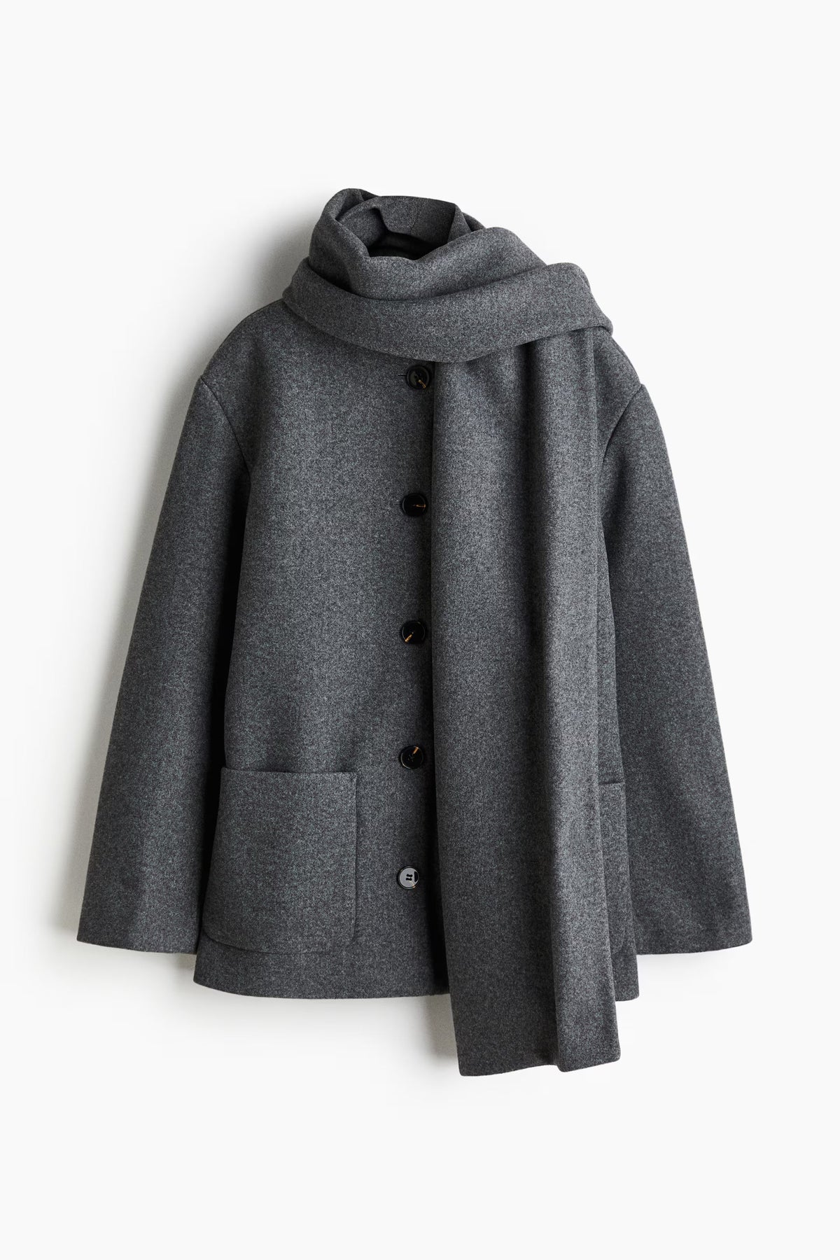 Women's Woven Shawl Collar Long Coat - Dark Gray