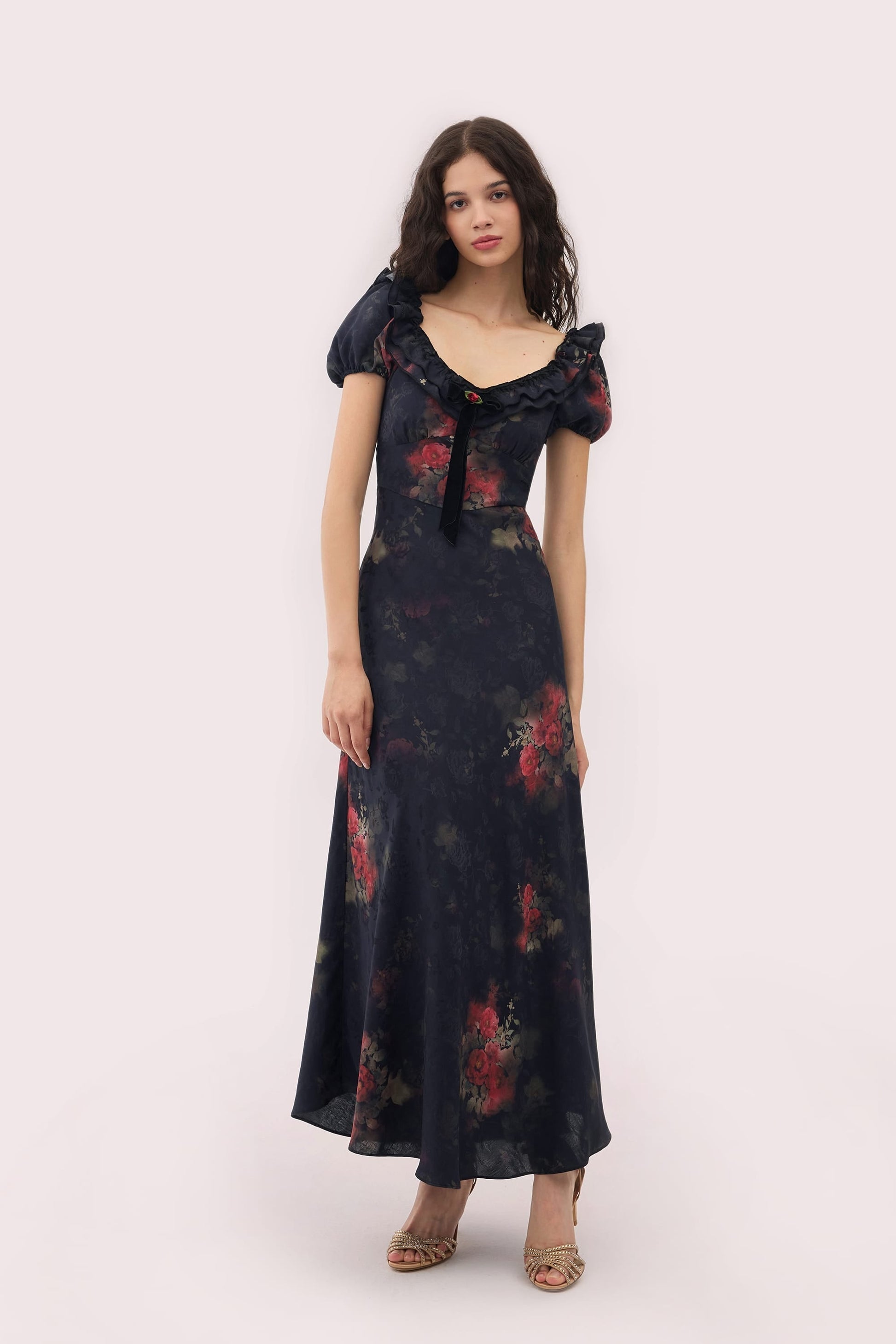 Off The Shoulder Floral Midi Dress