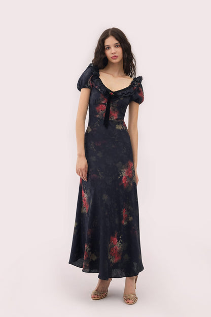 Off The Shoulder Floral Midi Dress