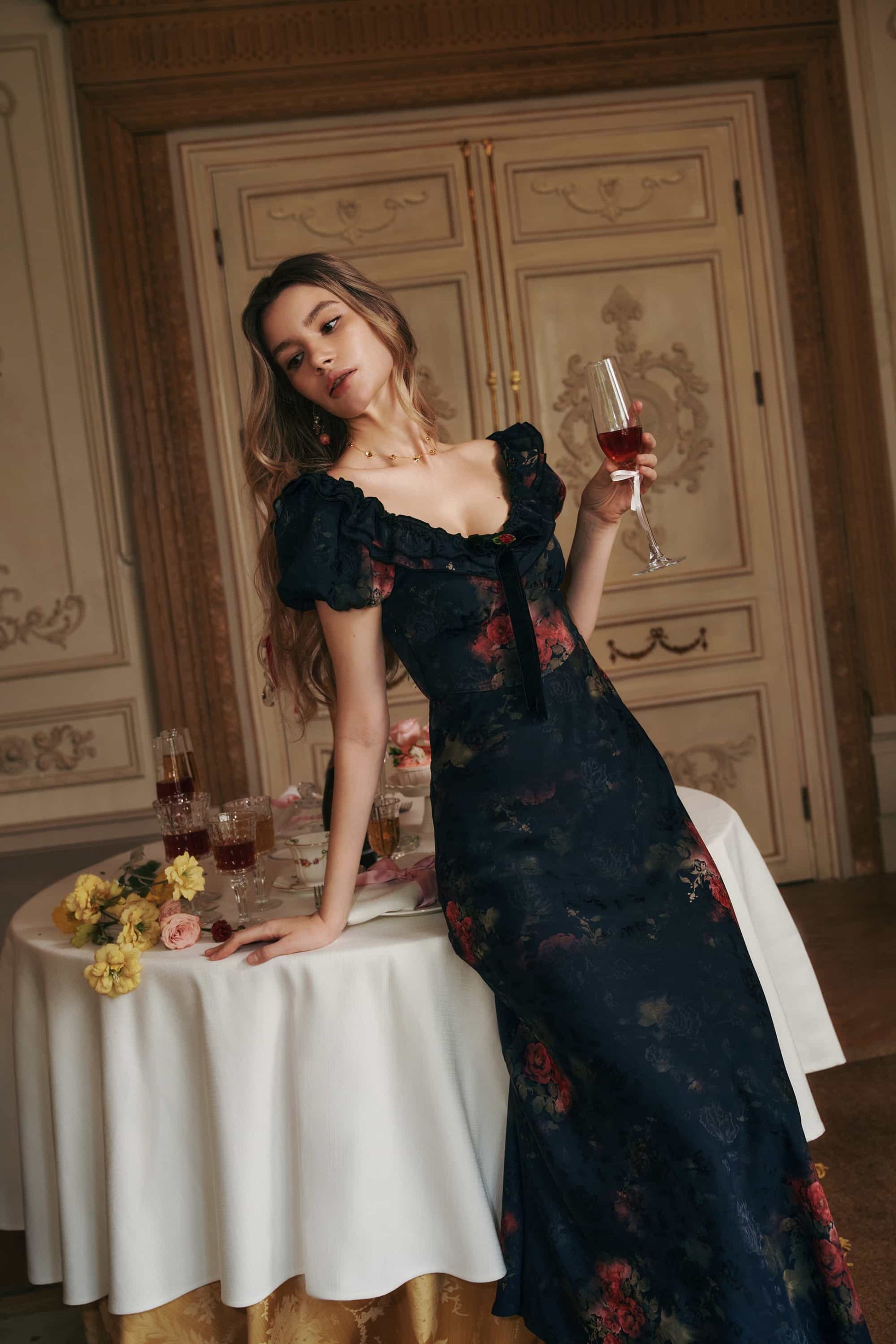 Off The Shoulder Floral Midi Dress