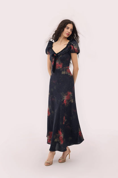Off The Shoulder Floral Midi Dress