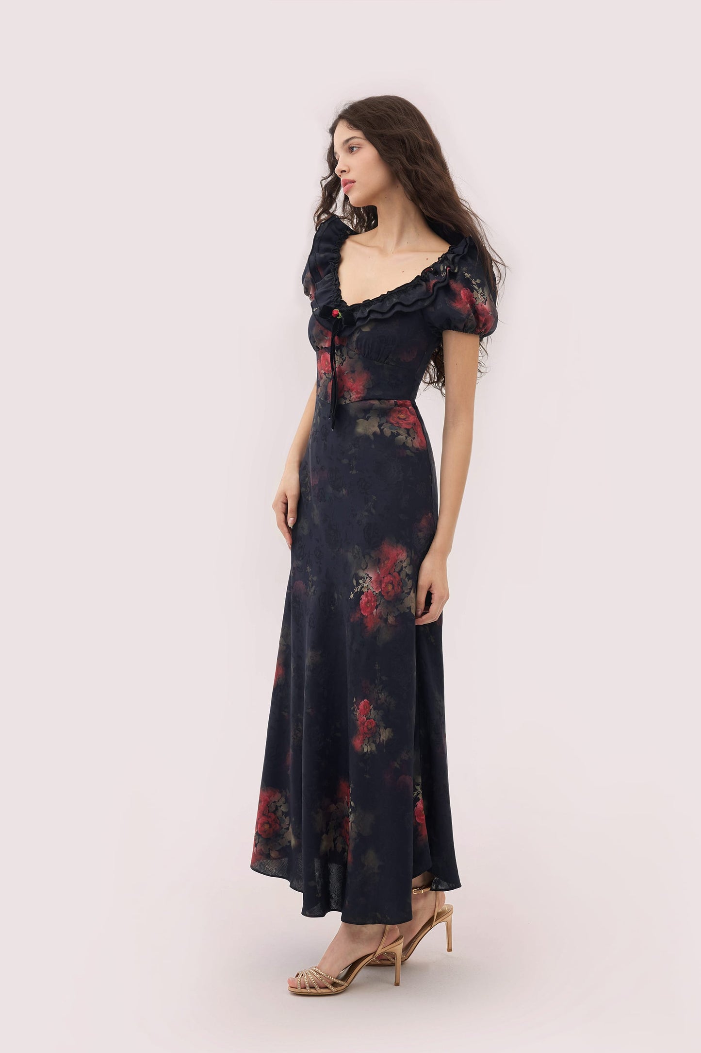 Off The Shoulder Floral Midi Dress