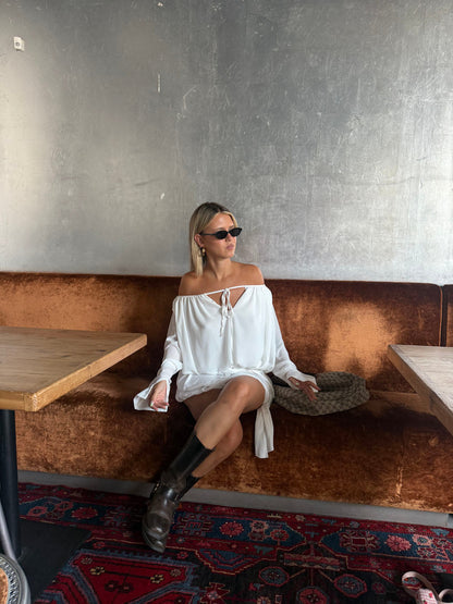 Women's Summer Off Shoulder Long Sleeve Mini Dress