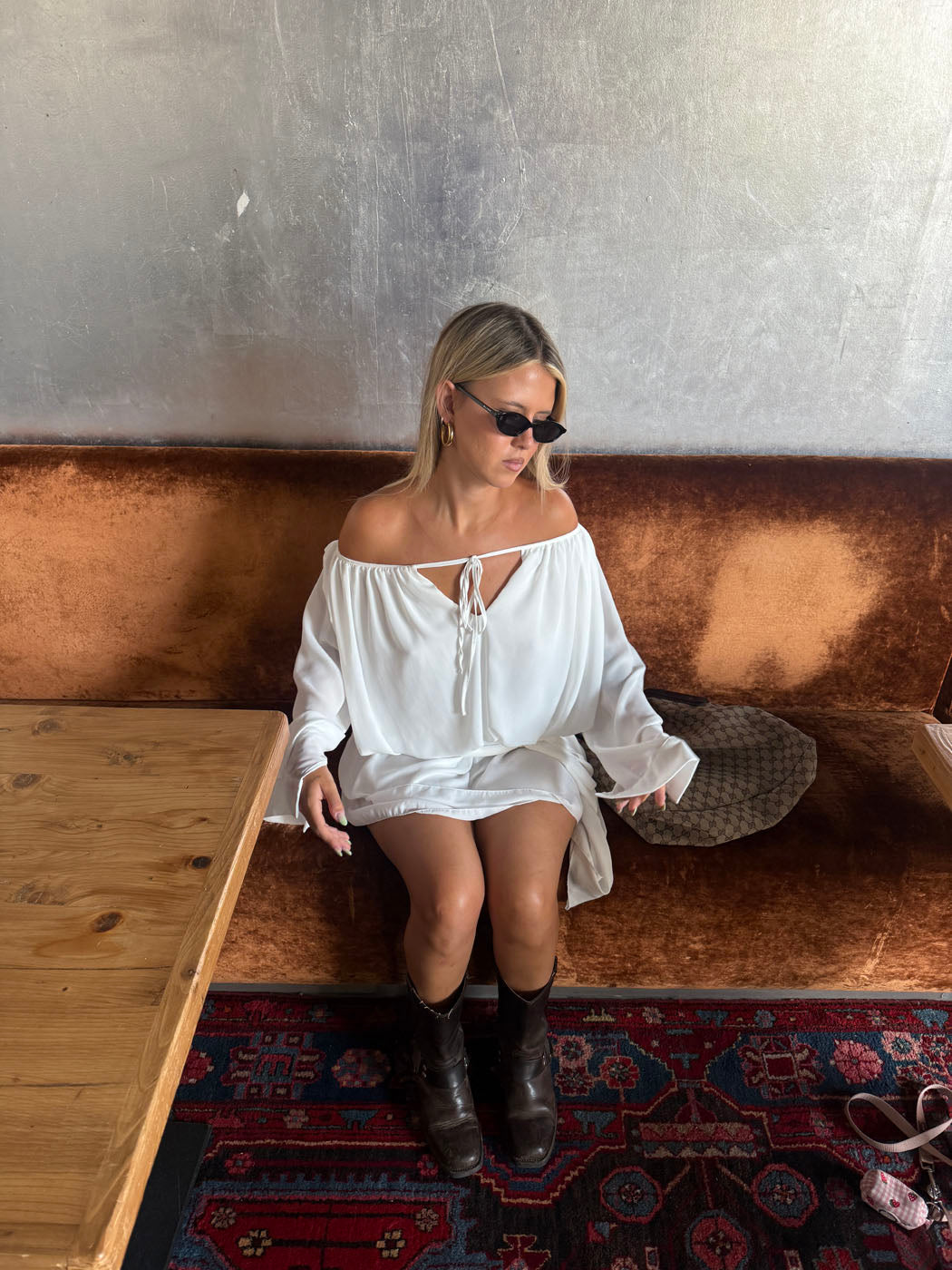 Women's Summer Off Shoulder Long Sleeve Mini Dress