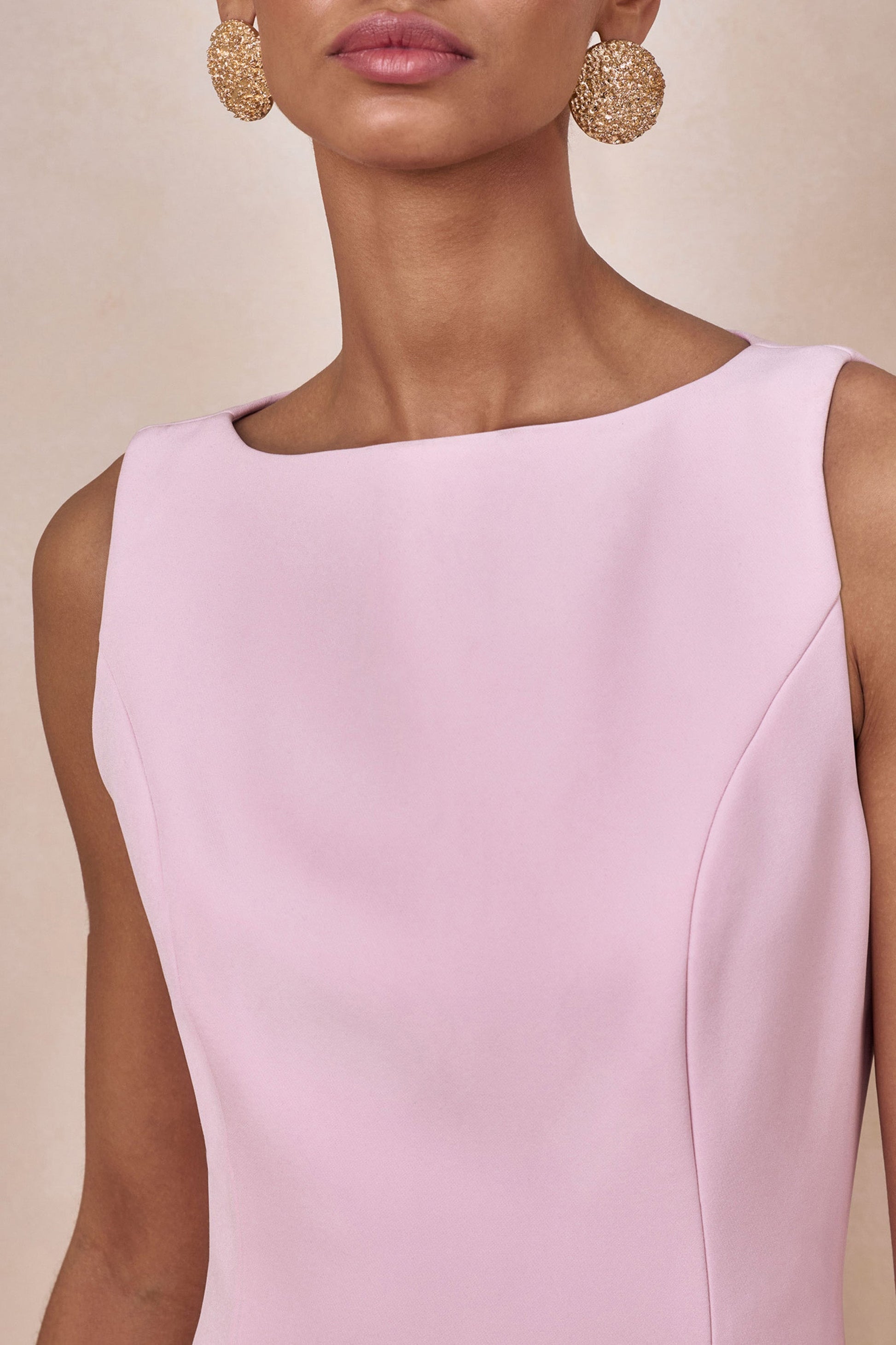 Pleated Crepe Pinafore Maxi Dress