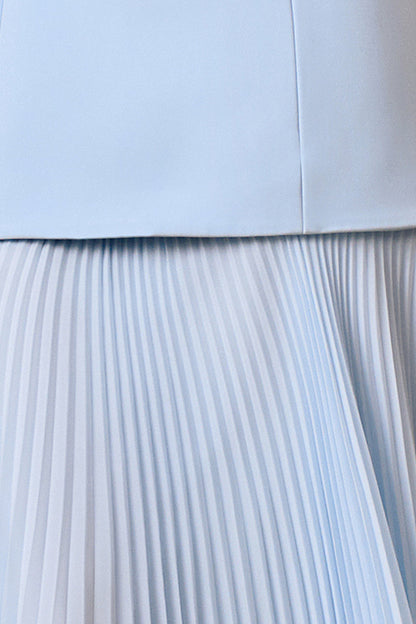 Pleated Crepe Pinafore Maxi Dress - Blue