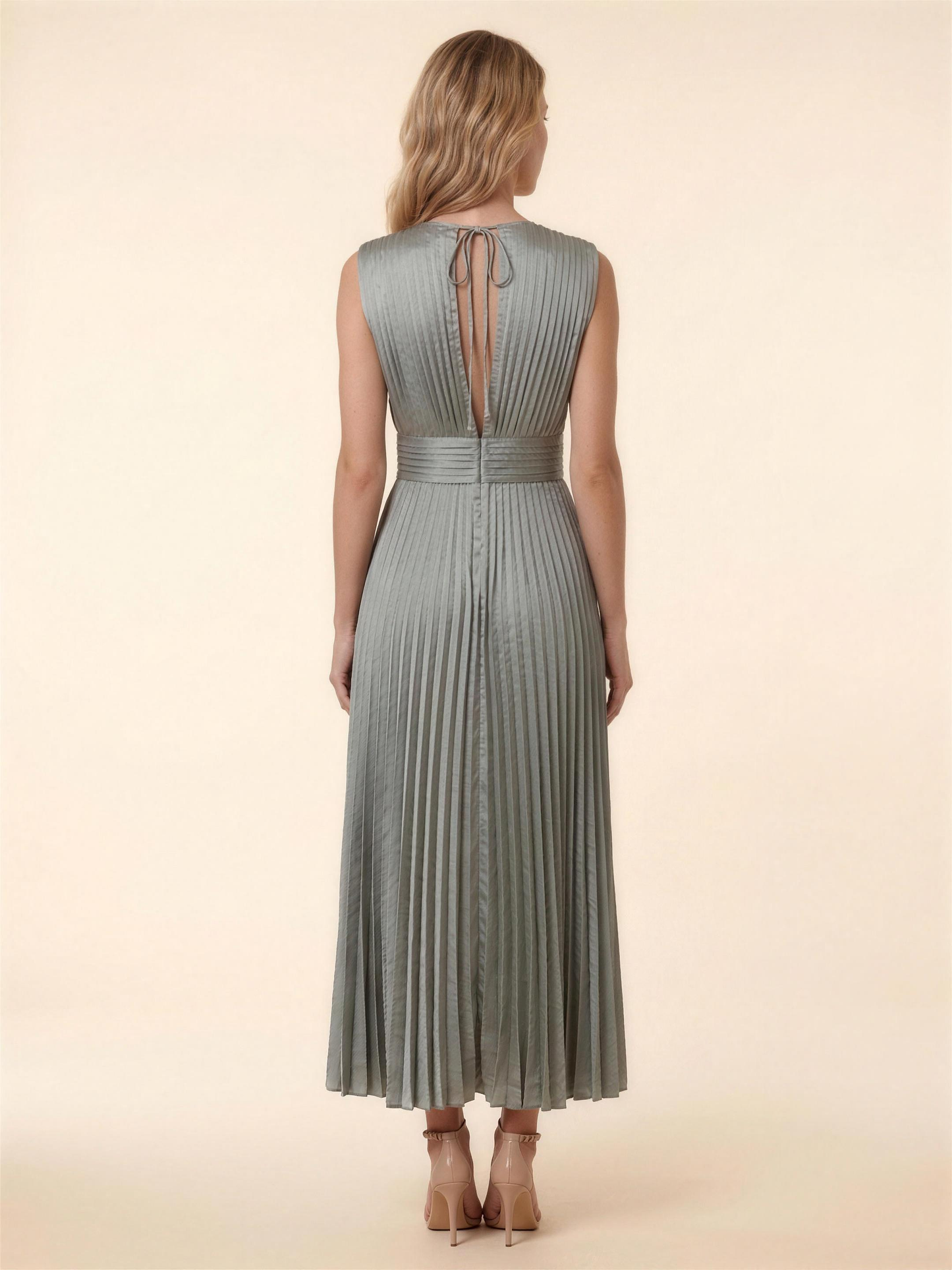 Pleated Satin Beach Midi Dress