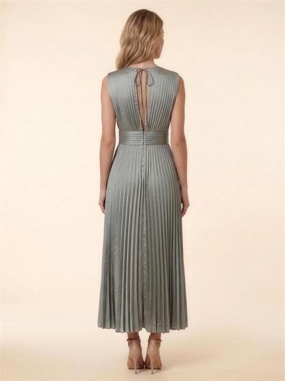 Pleated Satin Beach Midi Dress