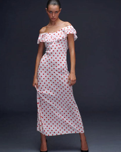 Women's Wedding Guest Polka Dot Off Shoulder Maxi Dress - product image 2