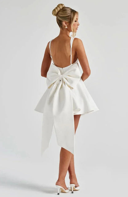Women's Cocktail Bow Mini Square Neck Skater Dress - product image 8