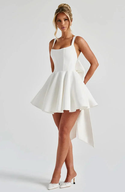 Women's Cocktail Bow Mini Square Neck Skater Dress - product image 6