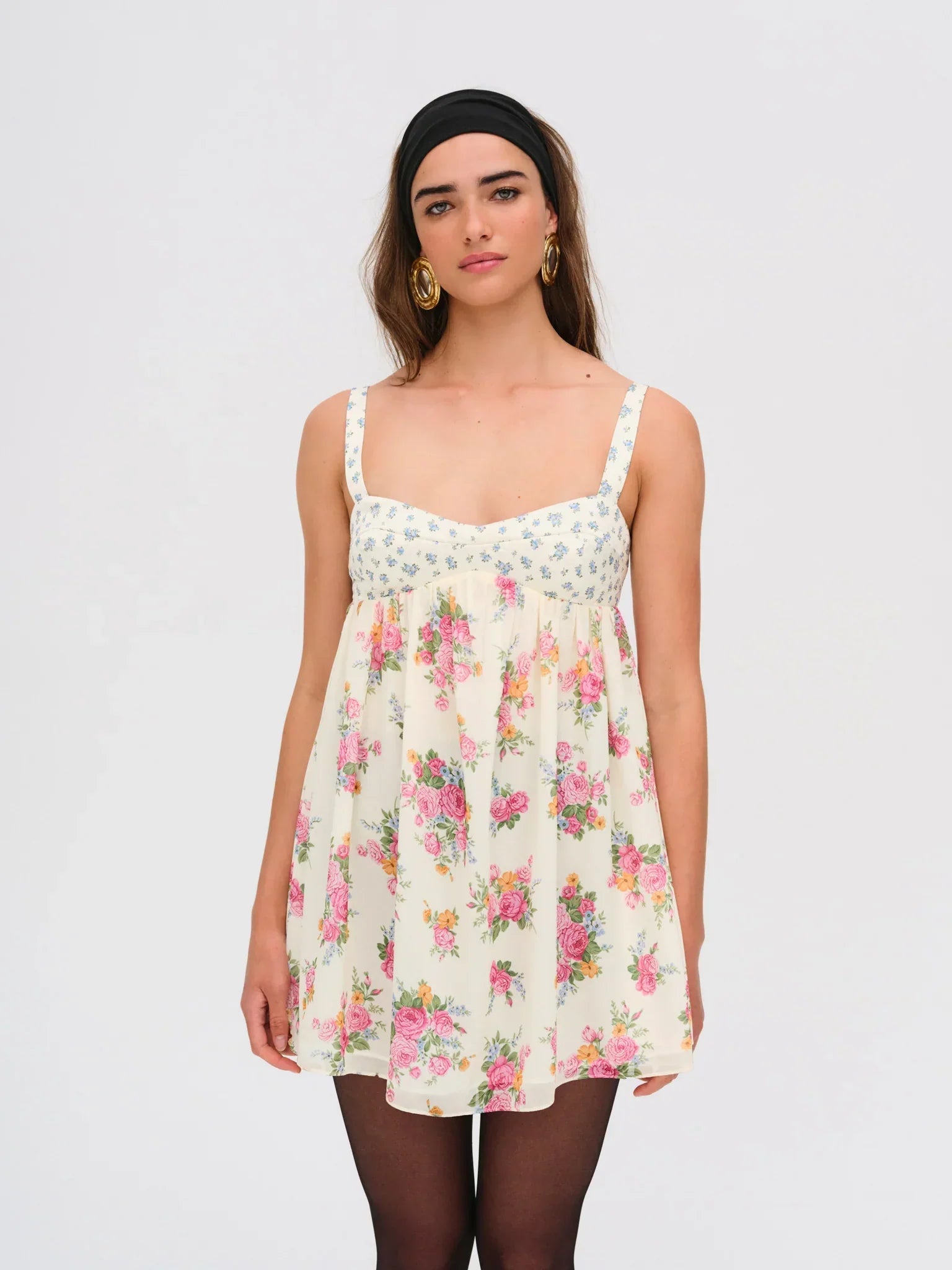 Silk Easter Mini Dress - White Floral