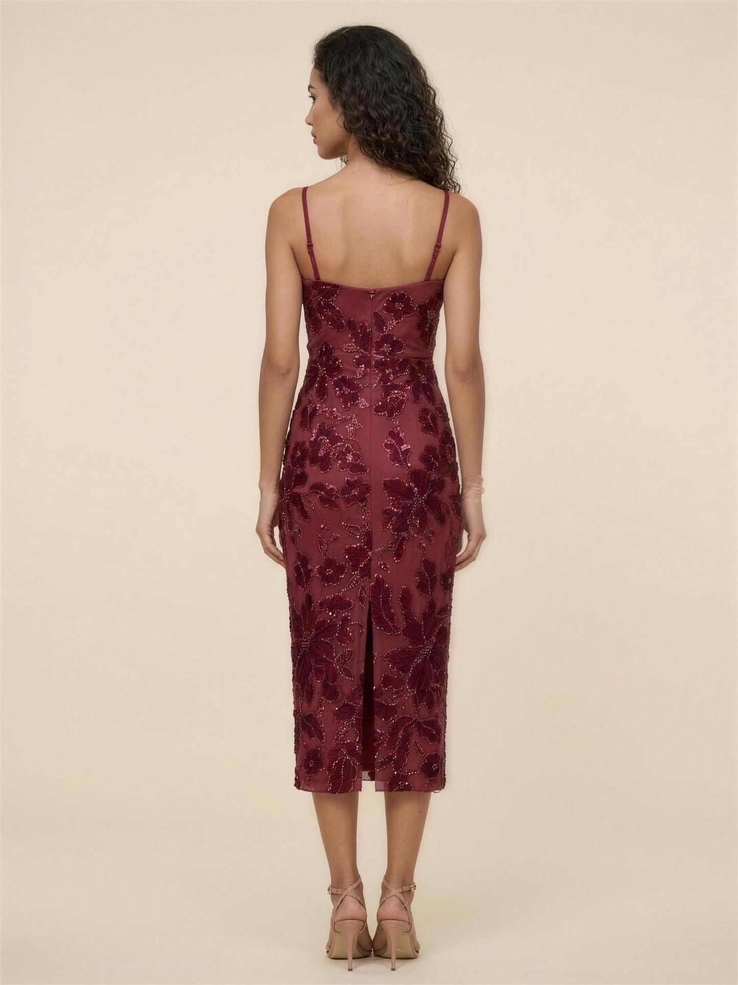 Slit Mesh Prom Midi Dress