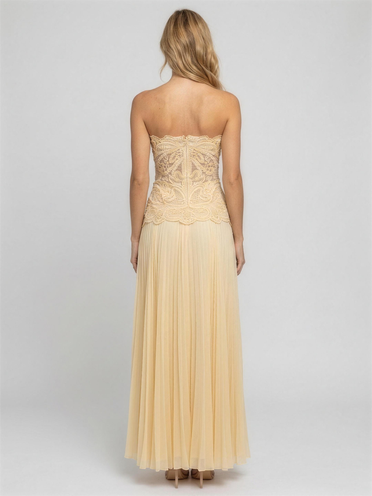 Strapless Corset Chiffon Semi Formal Maxi Dress