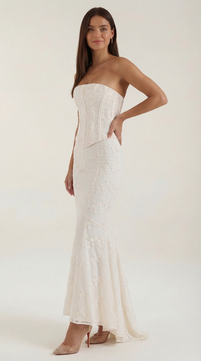 Strapless Corset Lace Maxi Dress