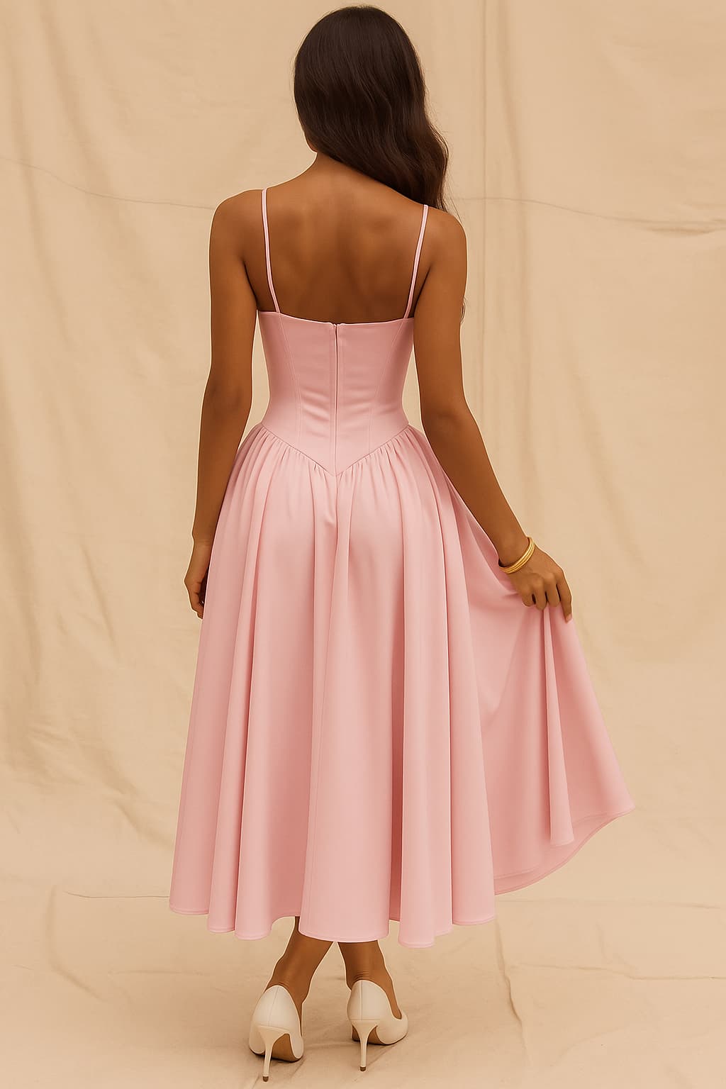 Sweetheart Corset Blush Midi Dress - Pink