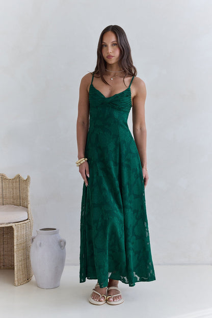 Sweetheart Emerald Textured Maxi Dress - Emerald
